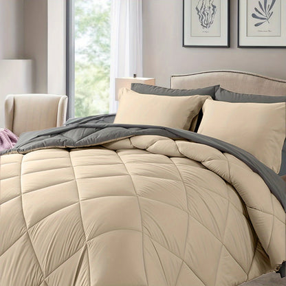 Comforter Set 7-Piece Bed in a Bag Queen King Full Soft Microfiber Down Alternative Comforter Fitted Sheet Flat Sheet Pillow Shams