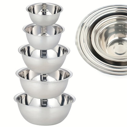 5-Piece Mixing Bowl Set with Five Nested Sizes and Source-Marked Capacity and Diameter Labels