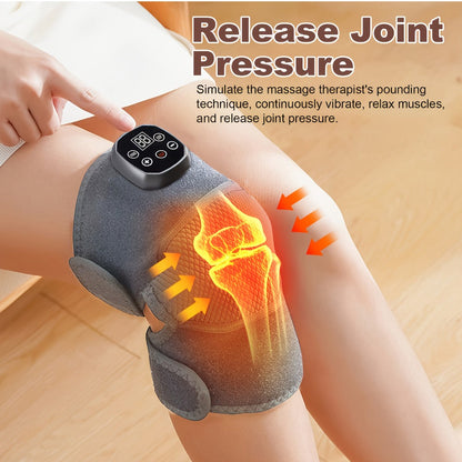 Heated Knee Massager Brace, Wireless Electric Knee Pad with Heat & Vibration, USB Rechargeable Massage Knee Support Wrap for Arthritis
