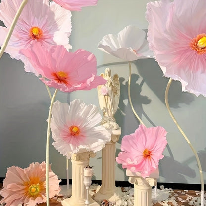 Giant Paper Poppy Artificial Flower - Super Large Floor Standing Fake Flower for Wedding Backdrop