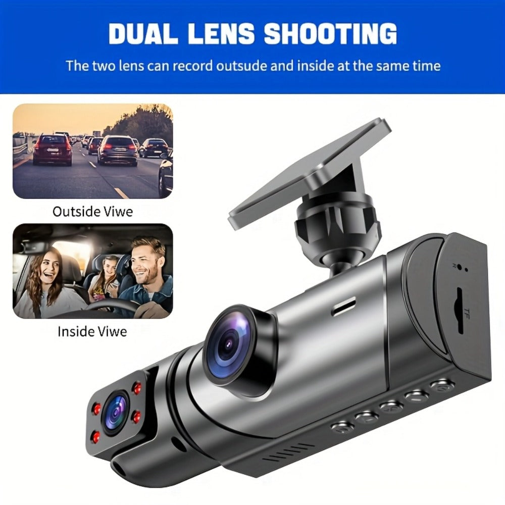 Dual Lens Dash Cam Front and Inside 1080P – Infrared Night Vision, Loop Recording, 3.16" IPS Screen, Wide Angle
