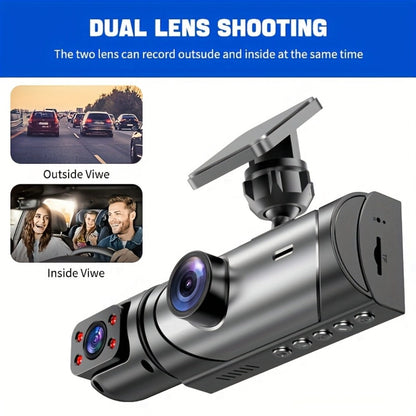 Dual Lens Dash Cam Front and Inside 1080P – Infrared Night Vision, Loop Recording, 3.16" IPS Screen, Wide Angle