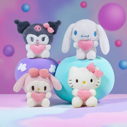 Hello Kitty Kuromi Plush Set 5pcs, Official Licensed Sanrio Stuffed Animals Holding Hearts