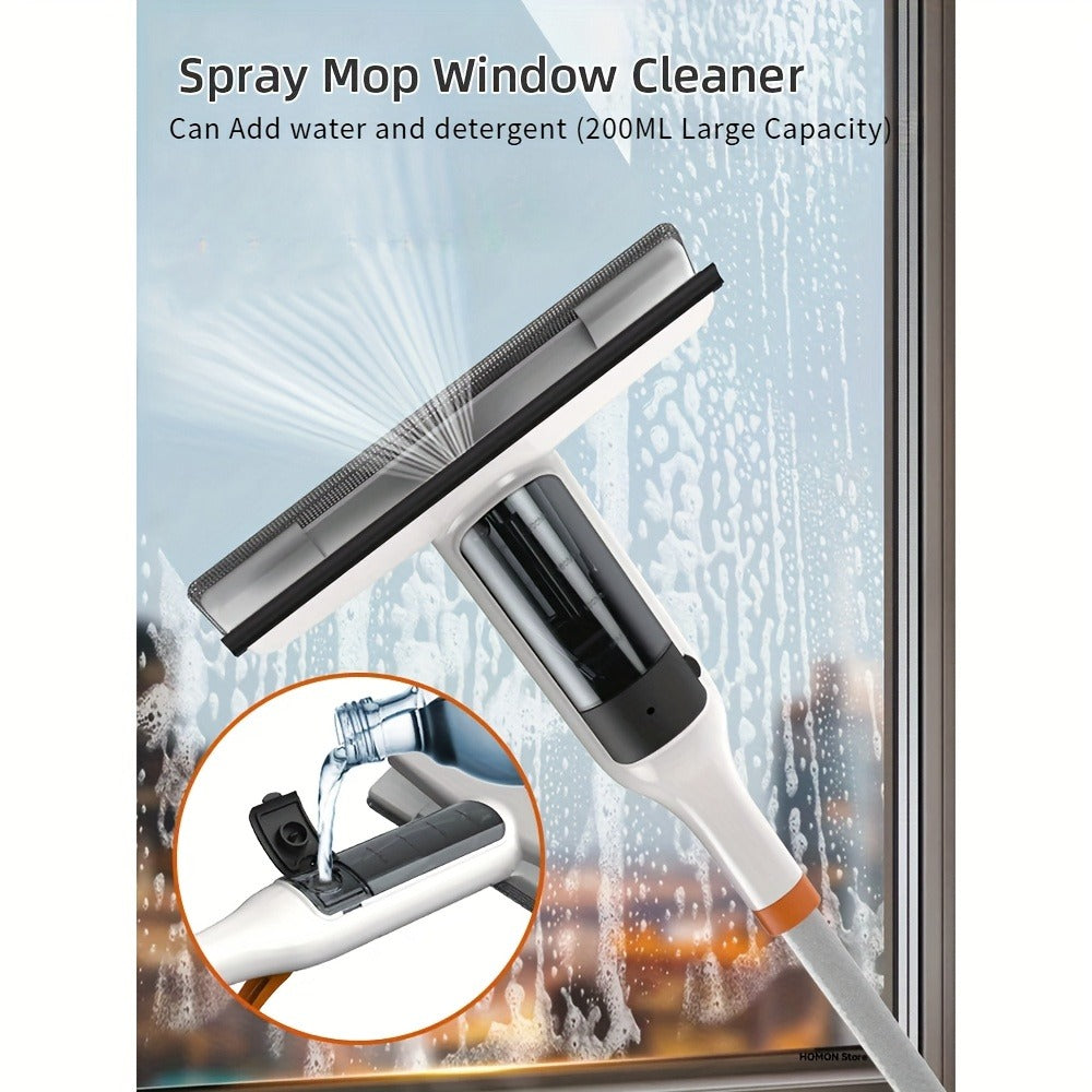3-in-1 Glass Cleaning Kit with Durable Metal Pole & Scraper, Window Cleaner Tool for High Windows Shower Doors Car Windshields