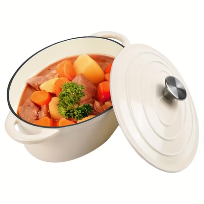 Dutch Oven Enameled Cast Iron 4.5QT with Lid & Dual Handles – Oval Non-Stick Enamel Coating for Bread Baking Soups Stews Braising | Stovetop