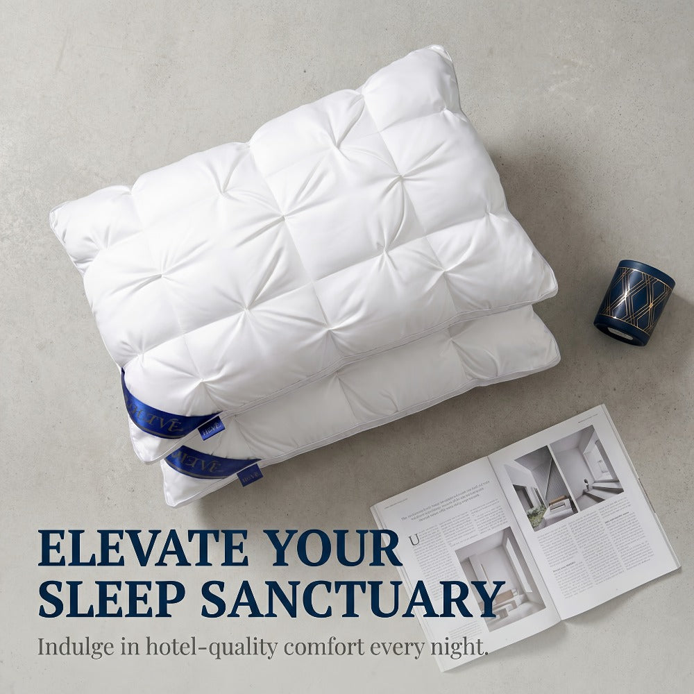 Luxury Hotel Pillows 2PCS, Cool Breathable Pillow Insert, Fluffy Resilient Neck Support, Comfortable Sleeping Pillow