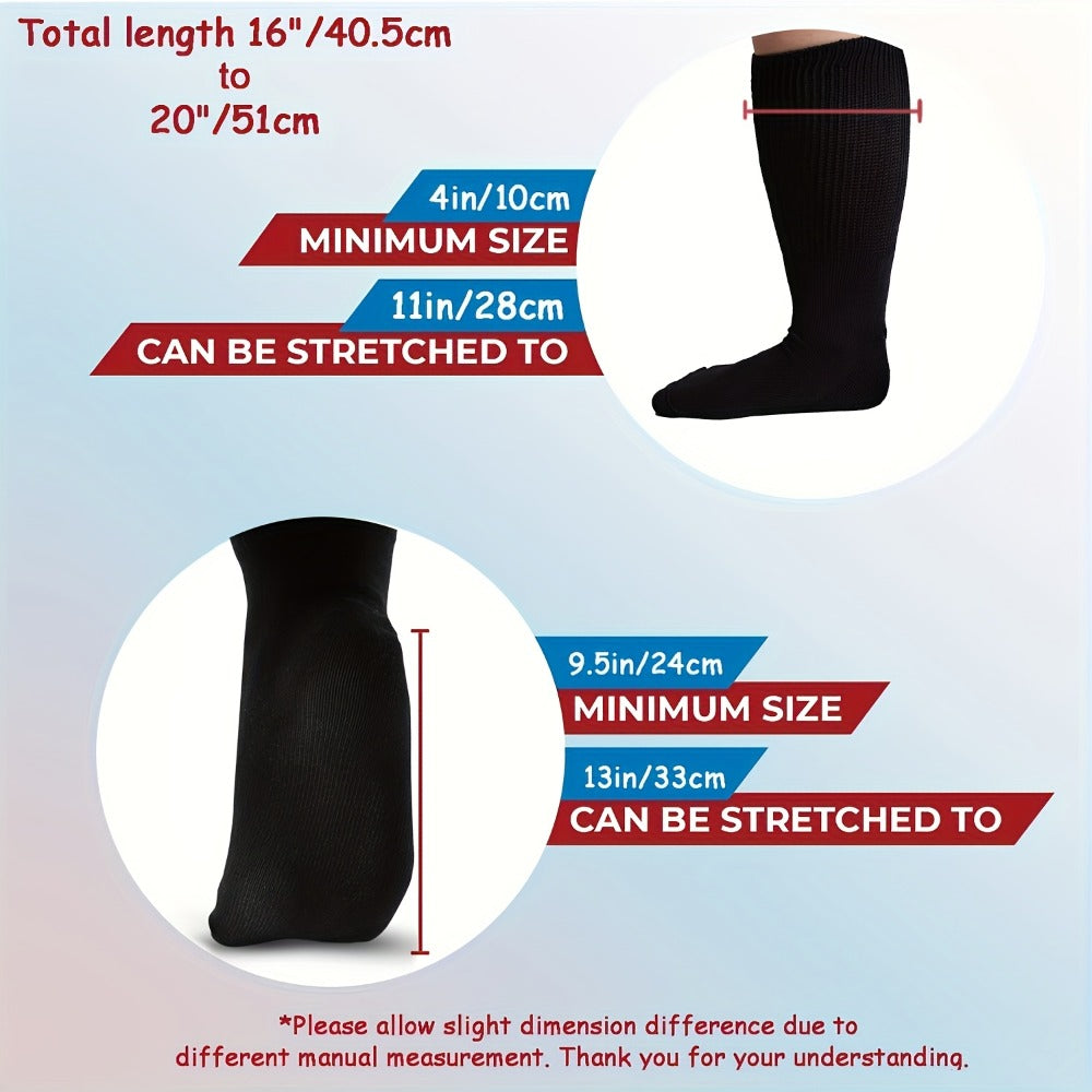 Extra Wide Socks for Swollen Feet 6 Pairs Stretch to 30 Inch Non-Binding Seamless Loose Fit for Entryways, Bedrooms and Living Spaces