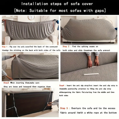 Sofa Cover Zigzag-Texture Fitted Slipcover for 1, 2, 3 or 4-Seater Sofas in Four Neutral Colors