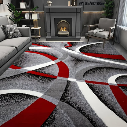 Area Rug Abstract Flag-Inspired Geometric Print in Four Machine-Washable Room Size Options
