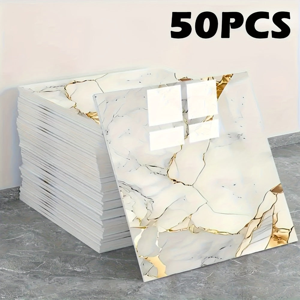 Peel and Stick Wall Tiles 50/100pcs PVC Marble Self Adhesive Vinyl Tile Stickers for Bathroom Kitchen Living Room