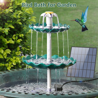 Bird Bath Fountain Solar 3-Tier – Outdoor Garden & Courtyard Decor