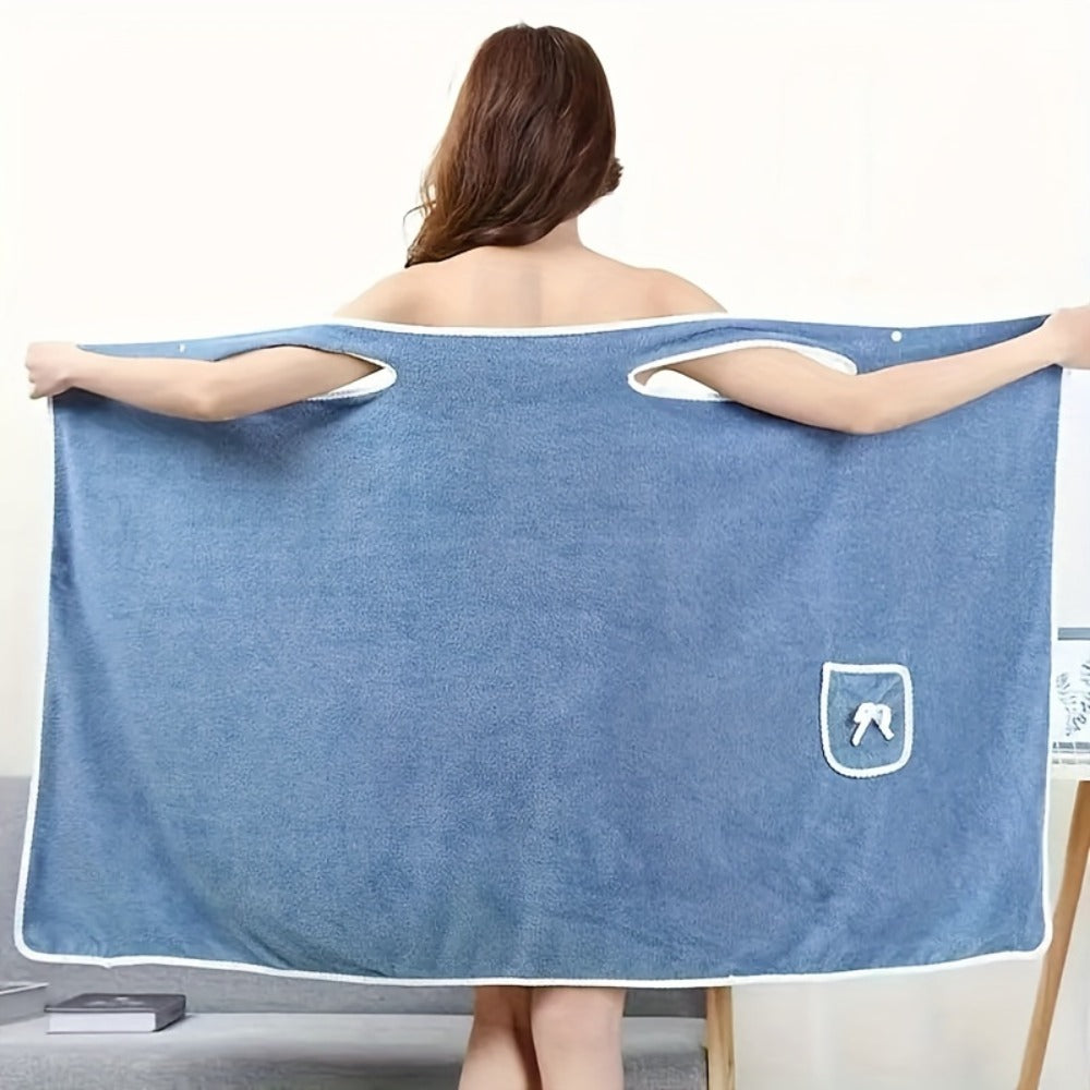 Wearable Bath Towel Wrap Coral Fleece Bow-Knot Strapless Bathrobe Quick Dry Absorbent 260GSM Soft Skin-Friendly Adult Shower Towel
