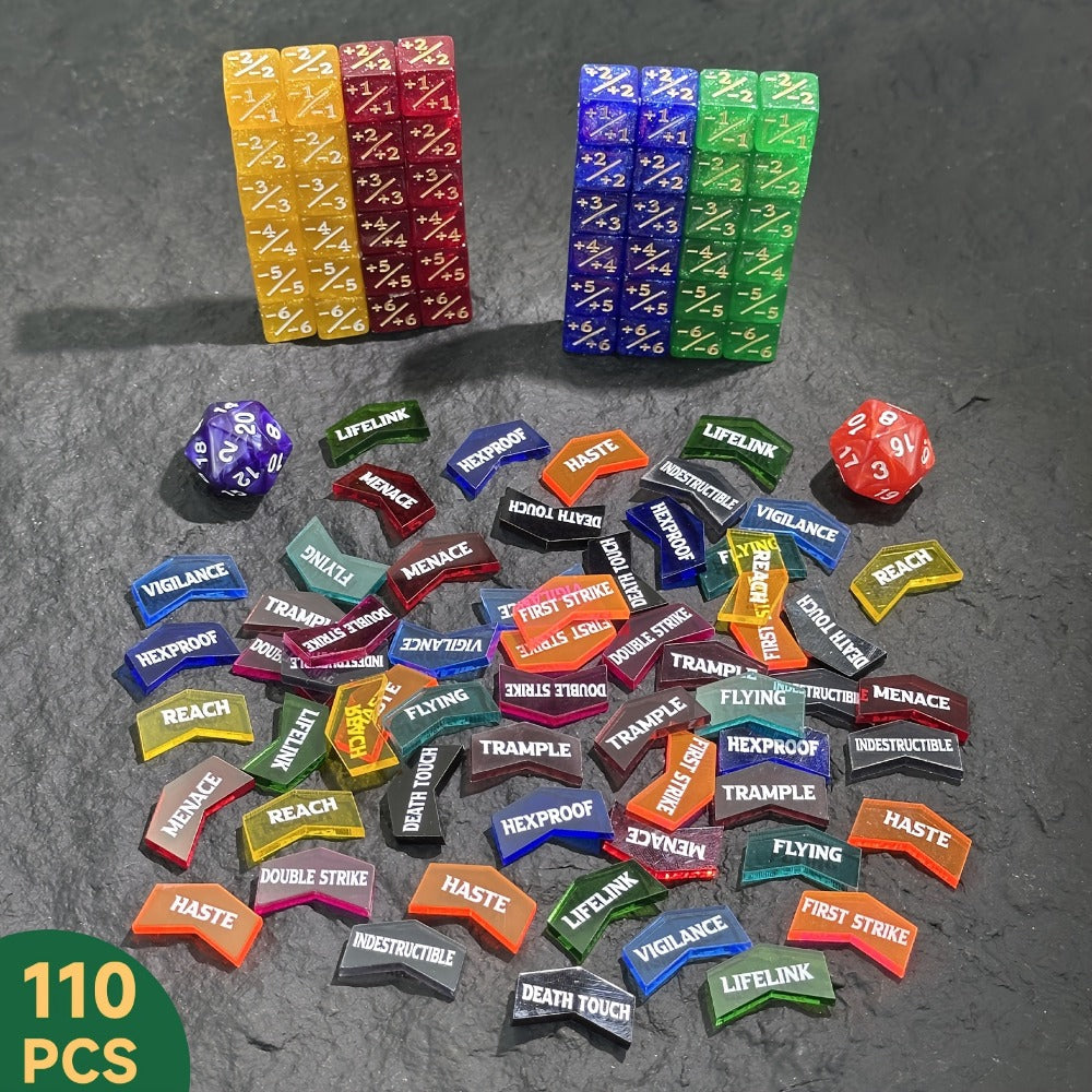 MTG Counter Dice Set 110pcs with the Listed Color, Size or Set Options for Everyday Use, with the Listed Configuration