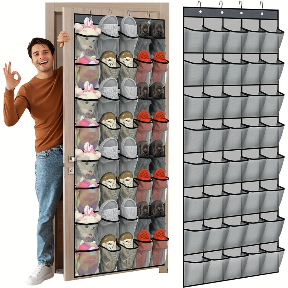 Over the Door Shoe Organizer 40 Pockets with 4 Hooks, Durable Fabric Hanging Shoe Storage for Closet
