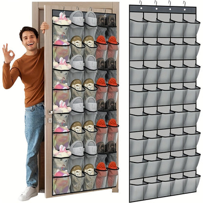 Over the Door Shoe Organizer 40 Pockets with 4 Hooks, Durable Fabric Hanging Shoe Storage for Closet