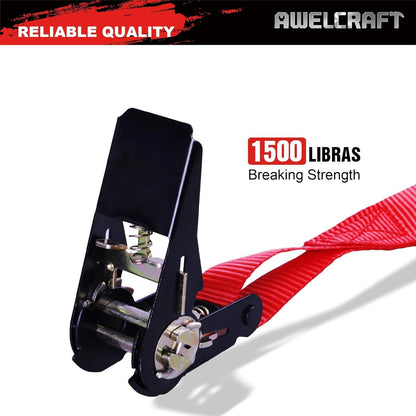 Ratchet Tie Down Straps 4-Pack 15FT 1, 500 lb Break Strength Heavy Duty with Soft Loops & Storage Bag – High-Visibility Webbing