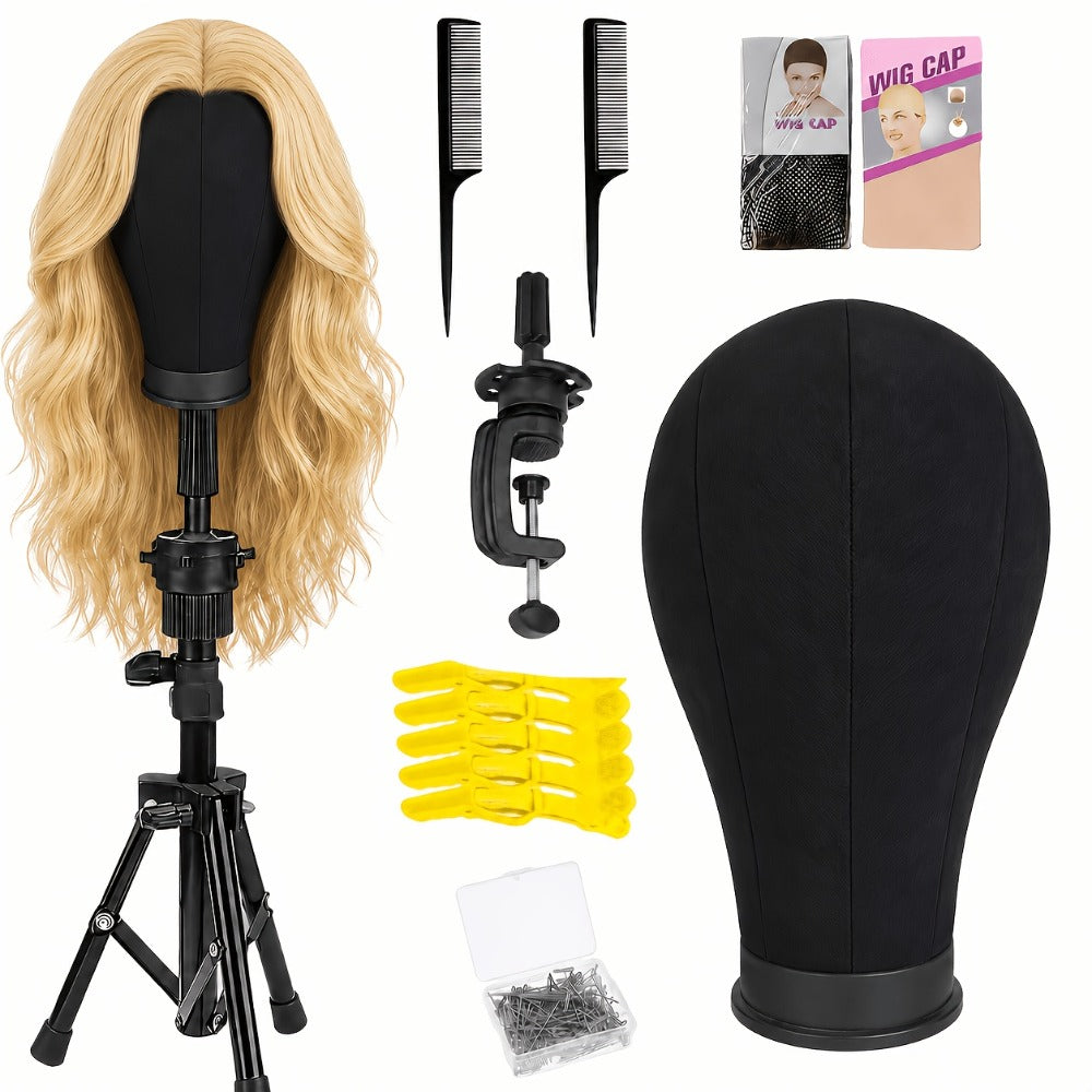 Mannequin Head with Adjustable Wig Stand Set 22 Inch Reinforced Manikin Head for Wig Styling Cosmetology Practice Salon Display Pink Black