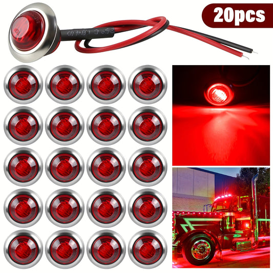 Marine Boat Lights 20 Pack, DC 12V Submersible LED Side Marker Lights for Boat Transom Stern Tail Yacht, Round Courtesy Navigation Lights