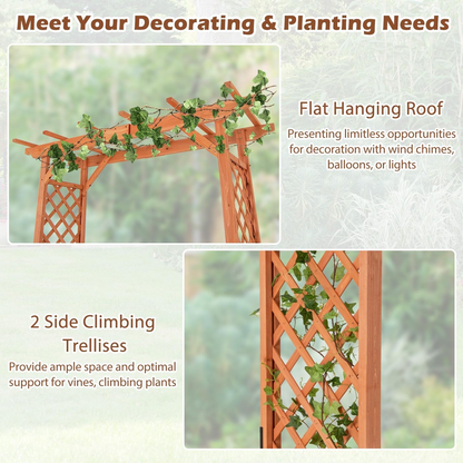 Wood Garden Arbor 7ft Fir Pergola Trellis Climbing Plants Roses