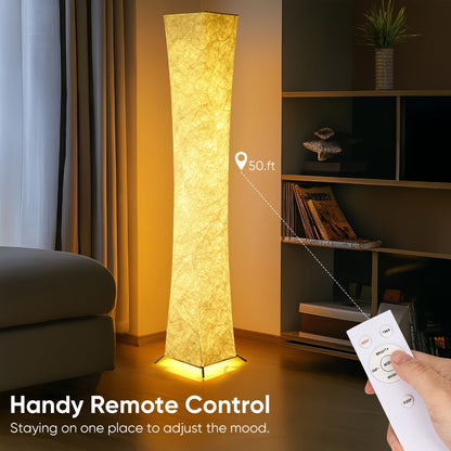 52-Inch Rectangular Fabric Column Floor Lamp with 3000K, 4500K and 6000K Modes plus Handheld Remote