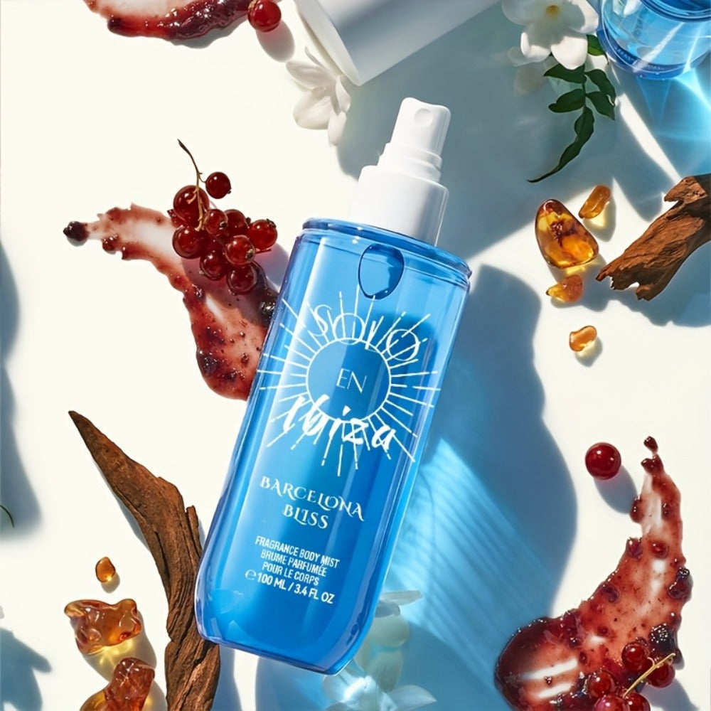 Body Hair Fragrance Mist Gift Set 2-Piece SOLO EN IBIZA Perfume Mist Body Cream Vanilla Fruit for Bath Time, Home Spa and Personal Care