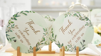 Wedding Hand Fans 100pcs Bulk Plastic Handheld Fans with Handle Greenery Leaf Design Cooling Fans for Ceremony Bridal Shower Party Guests