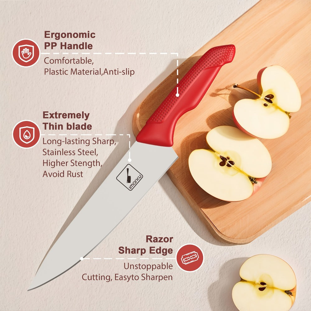 14-Piece Kitchen Knife Set with Japanese 420 Stainless Steel Label, Red Handles, Scissors and Sharpening Block