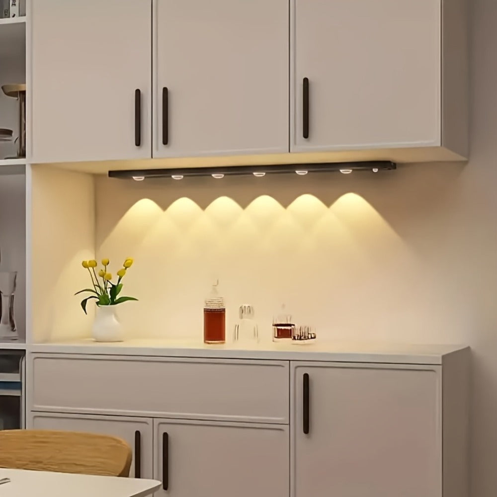 Motion Sensor Cabinet LED Strip Light USB Rechargeable 1400mAh - 3 Color Dimmable Wireless for Home Cooking, Dining and Outdoor Meals