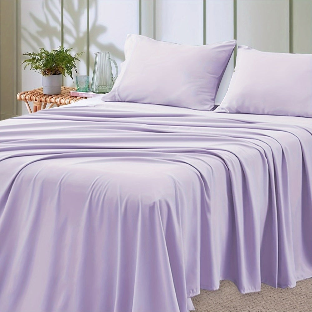 Bed Sheet Set Microfiber with Size-Dependent 3- or 4-Piece Contents, Four Bed Sizes and Eleven Colors