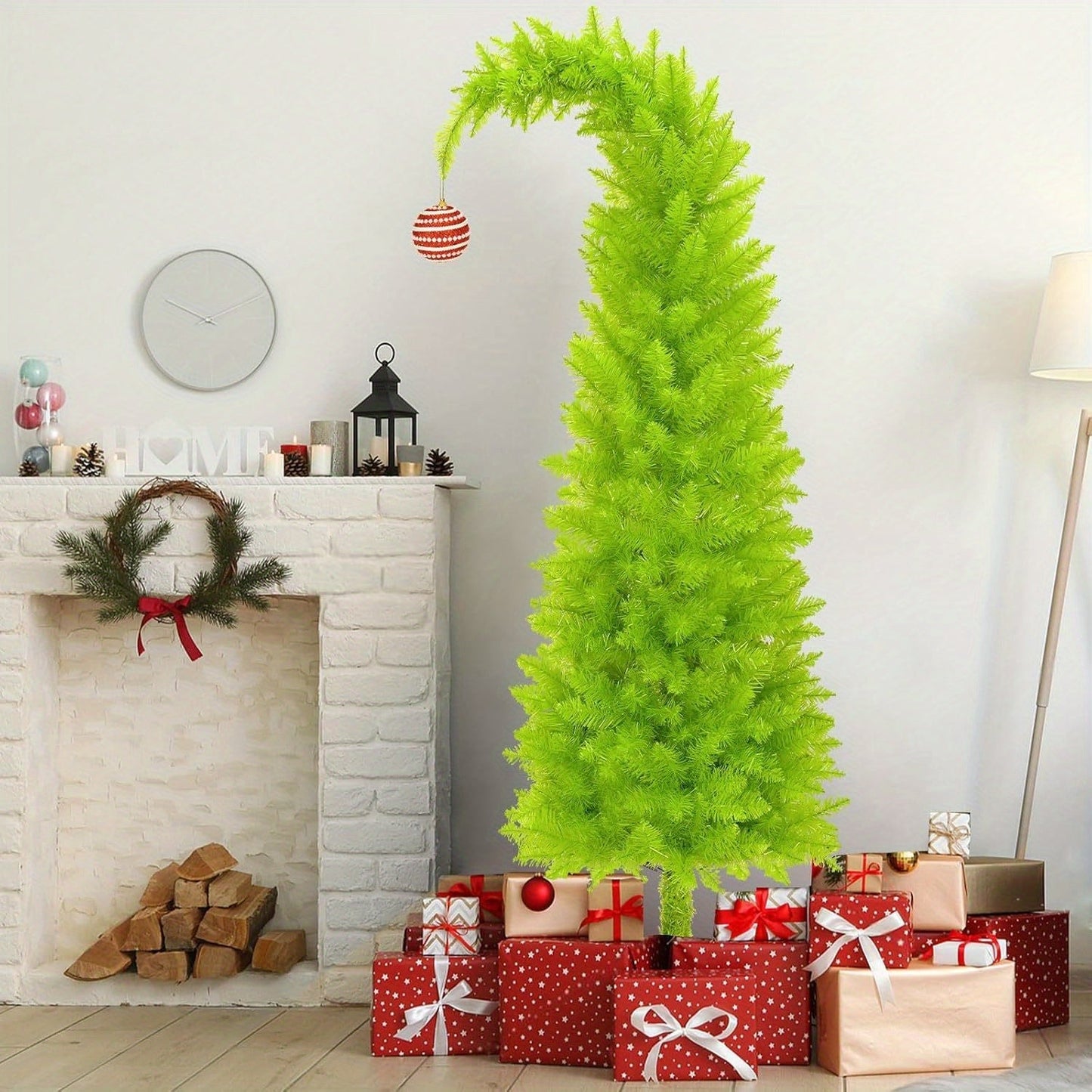 6FT Artificial Christmas Tree with Skirt, Balls & Stand, Flexible Full Christmas Tree Set with Unique Decorations for Home