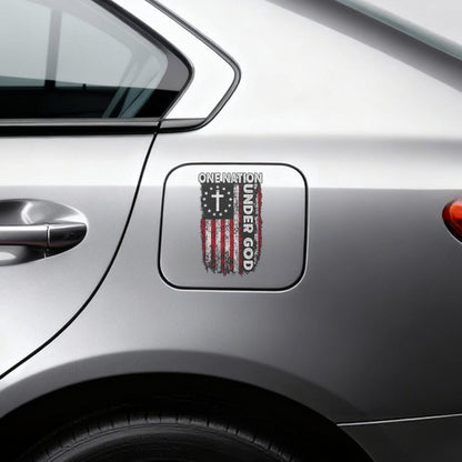 One Nation Under God Cross-and-Flag Decal in a 5.12-Inch Single-Piece Checkout Option for Cars