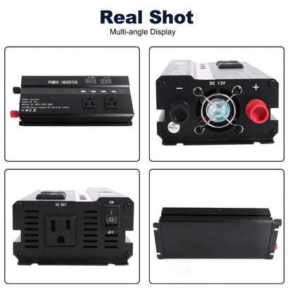 Portable 12V DC to 110V AC Power Inverter with LCD Display, Cooling Fan and 6600W Checkout Label