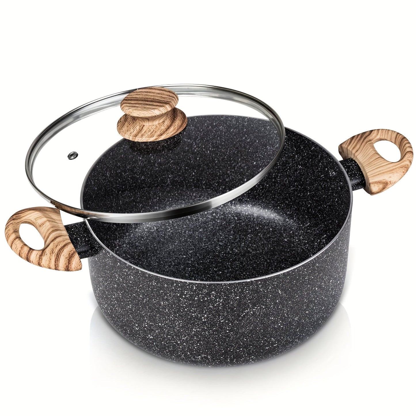 Nonstick Stock Pot Granite Soup Pot with Lid Induction Compatible Aluminum PFOA Free Stay for Entryways, Bedrooms and Living Spaces