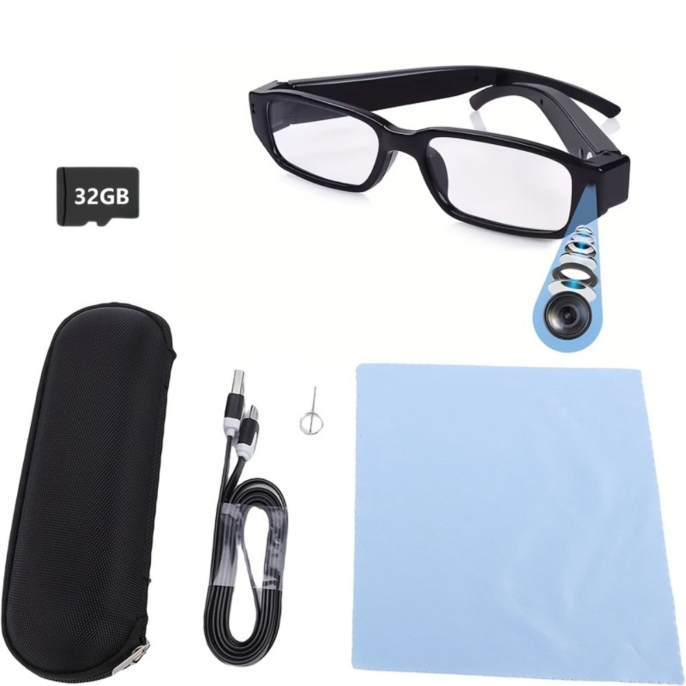 1080P HD Recording Glasses with TF Storage Card – Smart Camera Glasses, 65° Wide-Angle DV Video Recorder, Eye Protection Lenses