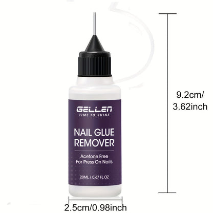 Nail Glue Remover 20ml Precision Needle Applicator Acetone Free – Fast Acting No-Mess Formula for Press On Nails Gel X Nail Tips Fake Nails