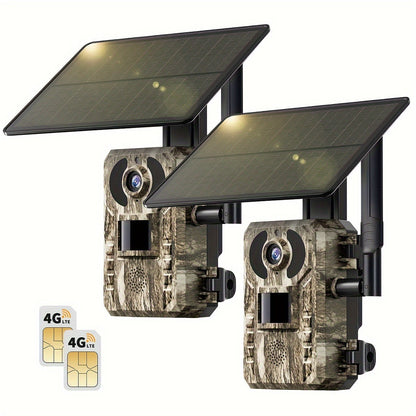 Solar Powered 4G Trail Camera 4K Live View 0.2s Trigger Speed 120° Wide Angle 850nm Night Vision No WiFi Needed Cellular Hunting Wildlife