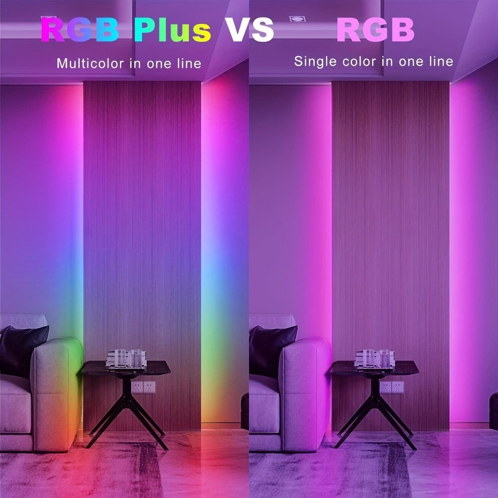 RGB LED Light Strip 50ft 100ft 130ft 16 Million Colors Music Sync, App & 24-Key Remote Control, Color Changing LED Strips for Bedroom
