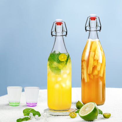 Flip Top Glass Bottles with Stopper 16oz, Airtight Swing Top Bottle for Kombucha, Juice, Vinegar