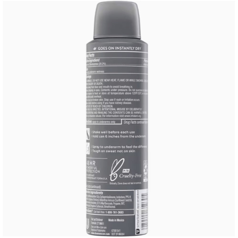 Dove Men+Care Dry Spray Antiperspirant Deodorant Pack of 6, 150mL Each (5 fl oz), 48H Protection