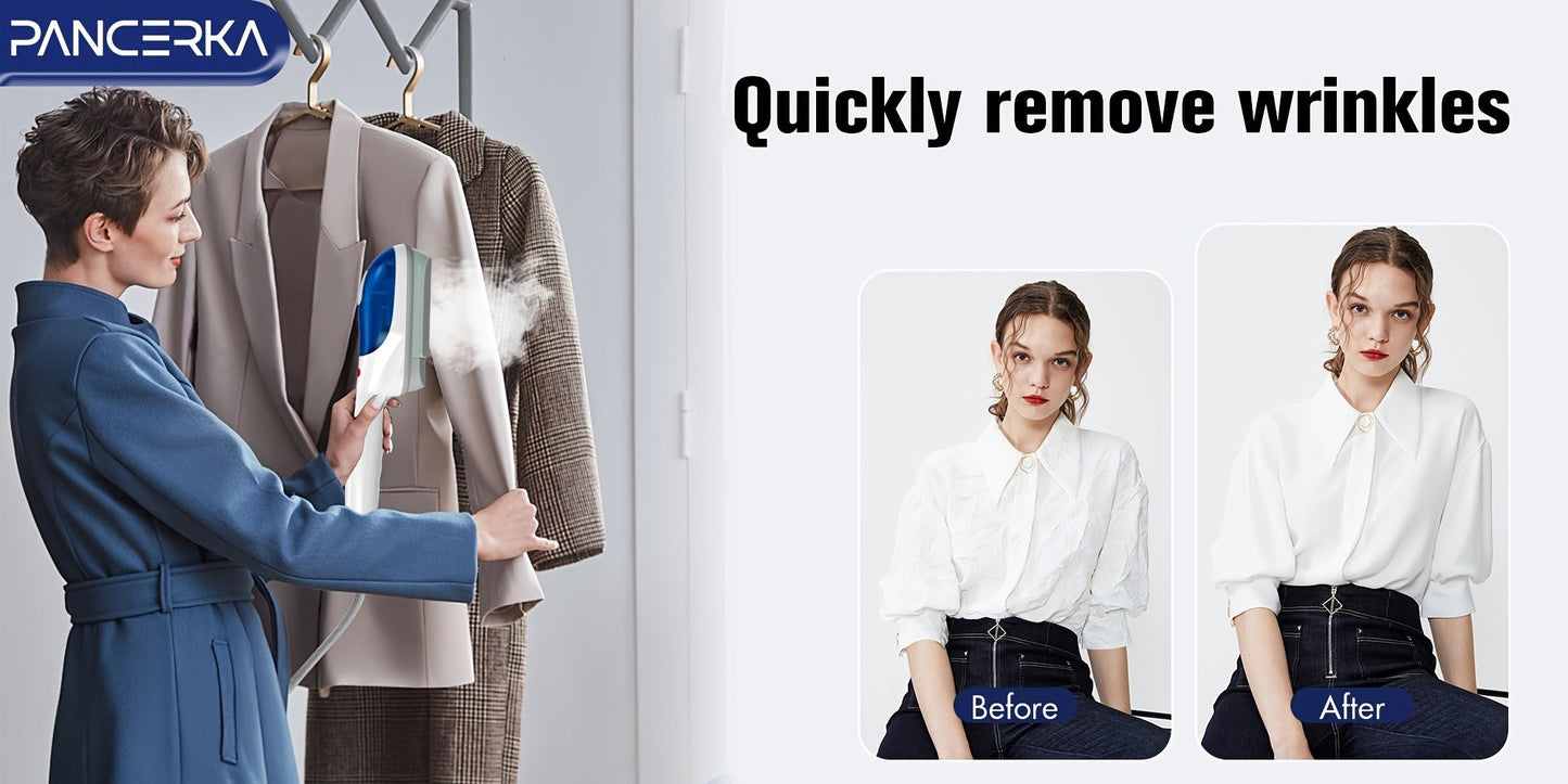 Portable Steam Iron Steamer Fast 25-Second Heat-Up Horizontal Vertical Steaming Dry Ironing for Entryways, Bedrooms and Living Spaces