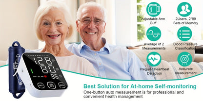 Blood Pressure Monitor for Upper Arm, 4.5-Inch Backlit Display with Voice, 2 x 99 Memory and Large Cuff