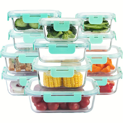 Glass Food Storage Containers with Airtight Lids – Borosilicate Glass Meal Prep Containers Set, Microwave Dishwasher Freezer Safe