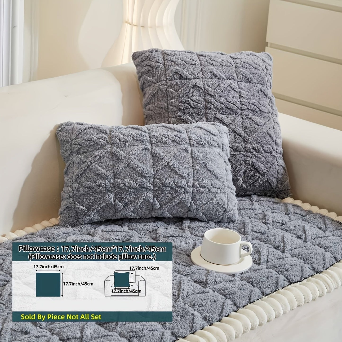Sofa Cover Bohemian Quilted Shu Velveteen Panels with Ruffles and Design in Five Colors with Model-Specific Size and Color Options