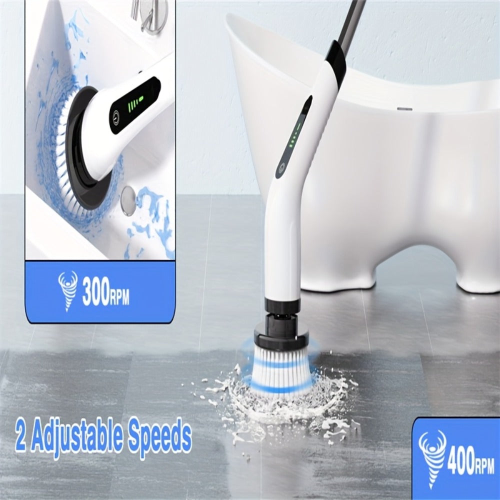 Electric Spin Scrubber Cordless, 7-in-1 Cleaning Brush with 7 Replaceable Heads, Dual Speed Adjustable
