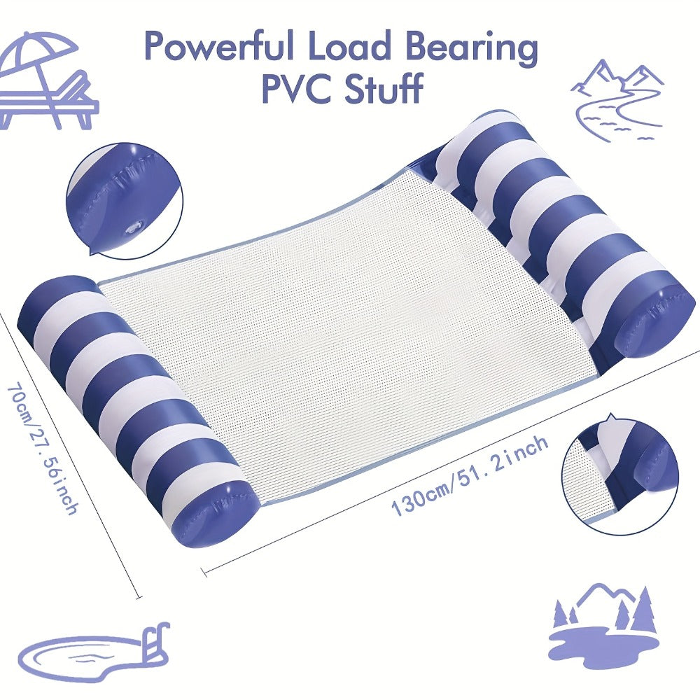 Five-Piece Inflatable Pool Hammock Float Set with Mesh Centers, Striped Designs and 51.2-Inch Length