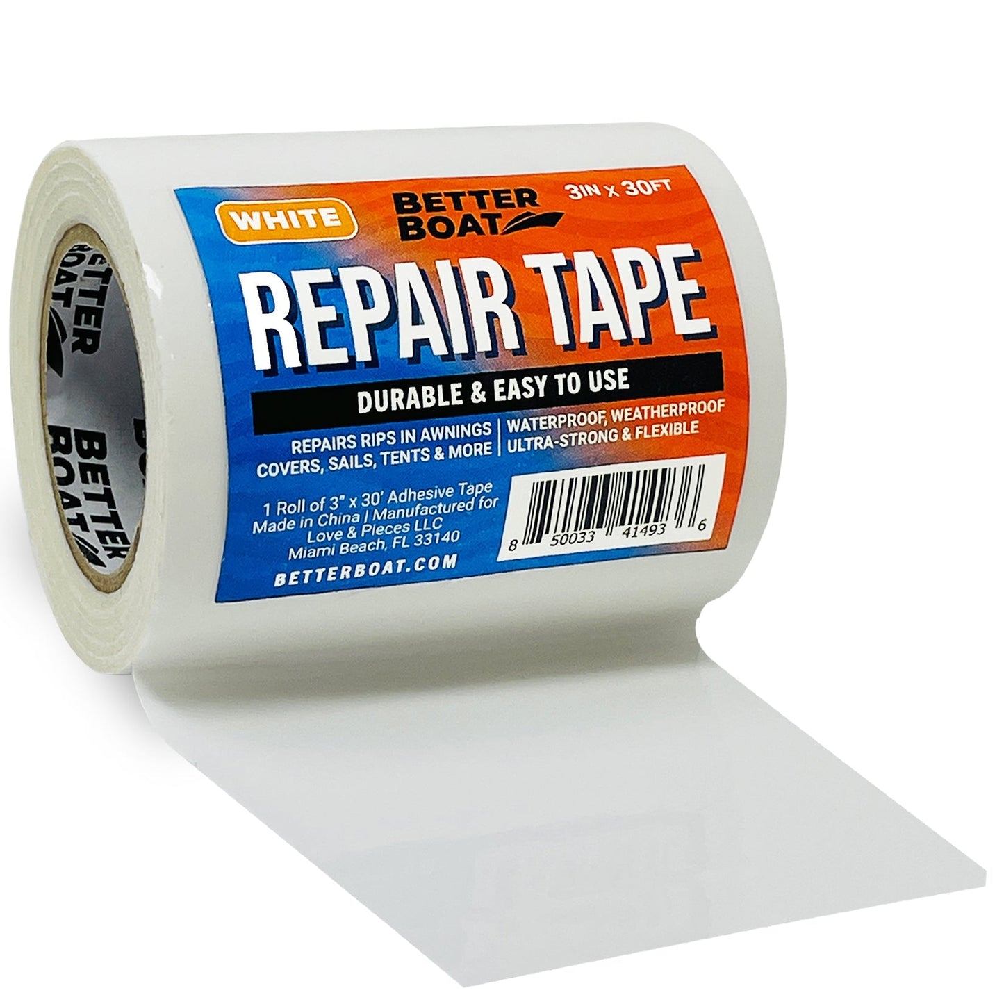 Heavy Duty Waterproof Repair Tape 30FT x 3in Canvas Fabric Patch Tape for RV Awning Boat Cover Tent Tarp Sail Air Mattress Pop-Up Camper