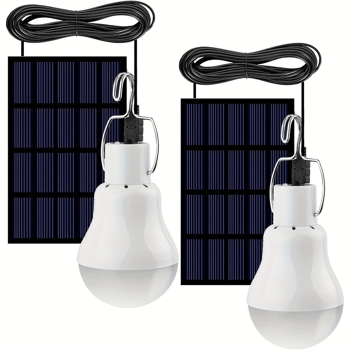 Outdoor Solar Light Bulb with 3.5M Cable – 110 Lumen 12 LED, 800mAh Rechargeable, 6000K Daylight, Portable Hanging Lamp for Garden, Yard