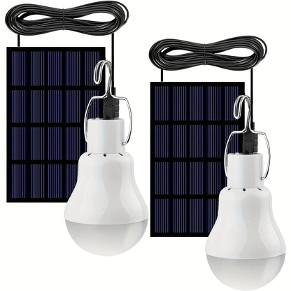 Outdoor Solar Light Bulb with 3.5M Cable – 110 Lumen 12 LED, 800mAh Rechargeable, 6000K Daylight, Portable Hanging Lamp for Garden, Yard