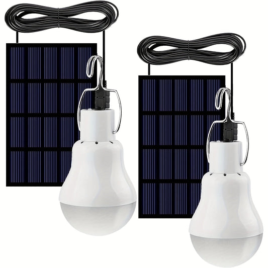 Outdoor Solar Light Bulb with 3.5M Cable – 110 Lumen 12 LED, 800mAh Rechargeable, 6000K Daylight, Portable Hanging Lamp for Garden, Yard