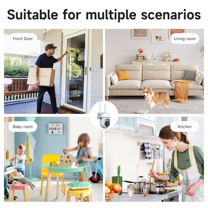 Indoor Security Camera 2-Pack with 355° Pan-Tilt, Dual-Band WiFi, Color Night Vision and SD or Cloud Storage